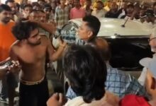 Damaged Swift car after entering Har Ki Pauri zero zone in Haridwar